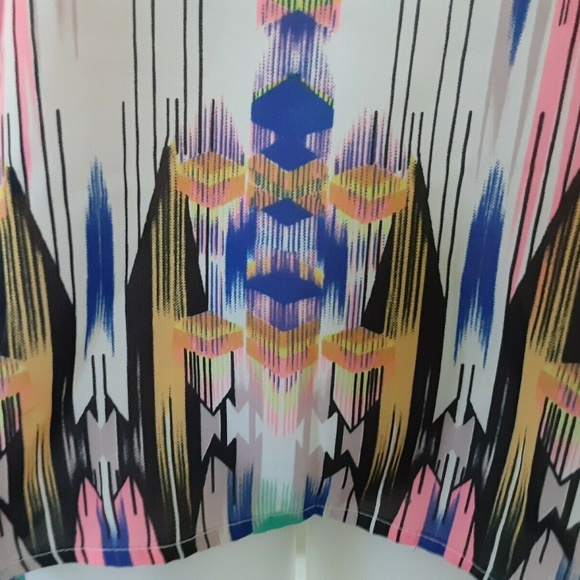 Tribal Print Vintage Ladies Blouse Vintage Long Size Large Vibrant Multi EUC - Picture 2 of 8